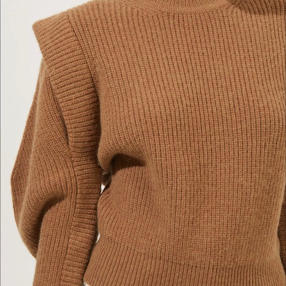 ASTR The Label Romina Statement Sleeve Knit Sweater Camel Brown Ribbed - Picture 4 of 10